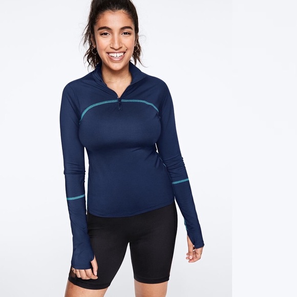 Victoria’s Secret PINK Lightweight Ultimate Half-Zip Medium Ensign Blue NEW - Picture 1 of 5